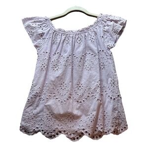 Adiva Anthropologie Women's Eyelet Lavender Top Size Small 100% Cotton Boho EUC